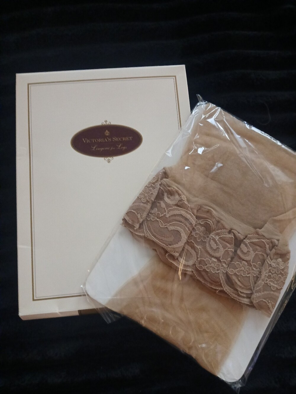NWT Vintage Victoria's Secret Lace Top Shimmer Thigh High Real Gold